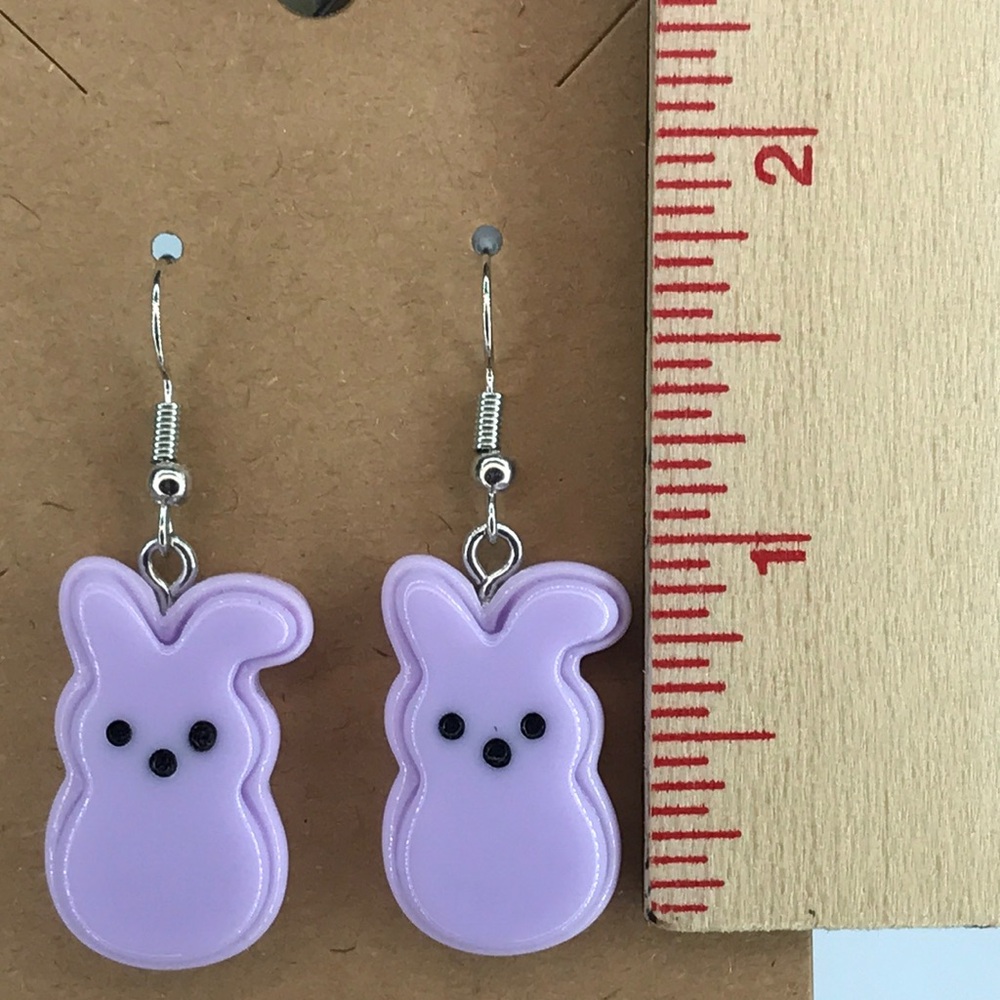 Charming Lavender Peep Easter Bunny Fashion Earrings Fashion Jewelry - Picture 2 of 2